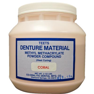 Teets Denture Material – Heat Cure, Powder and Liquid - Powder, Coral, 2-1/2 lb
