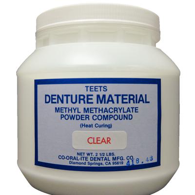 Teets Denture Material Powder – Heat Cure, Clear, 2.5 lb