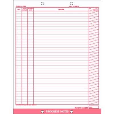 Patterson Office Supplies Complete Preassembled Dental System Progress Notes, Red, 8-1/2" x 11", 2-Sided, 2-Hole Punched, 100/Pkg