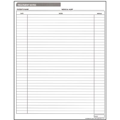 Treatment Notes, 80 lb Offset Stock, 8-1/2" W x 11" H, 100/Pkg - Form