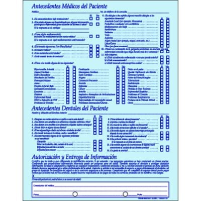 Spanish Patient Information, Toothbrush ColorForms™, 8-1/2" W x 11" H, 100/Pkg - Form