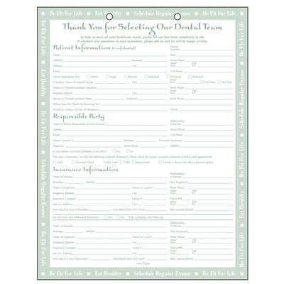 ColorForms™ Be Fit for Life Patient Information Forms, 8-1/2" x 11", 2-Sided, 2-Hole Punched, 100/Pkg