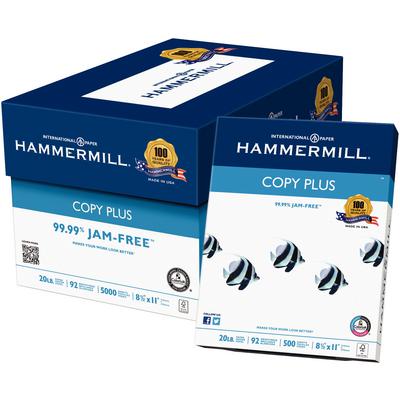 Hammermill Copy Plus Copy Paper, 20 lb, White, 8.5 x 11 Inches, 5000 Sheets/Carton, HAM 10500-7