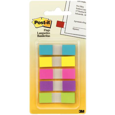 Post-It® Flags, Assorted Brights, 0.47" x 1.75", 100 Flags/Pkg, MMM 6835CB2