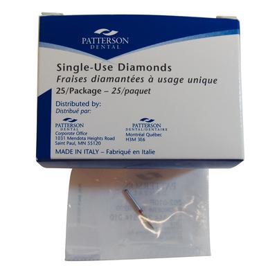 Patterson® Disposable Diamond Bur, FG, Fine Grit, Red Ring, Flame Shape, 1.0 mm Diameter, 8.0 mm Length, 25/Pkg, #862-010F