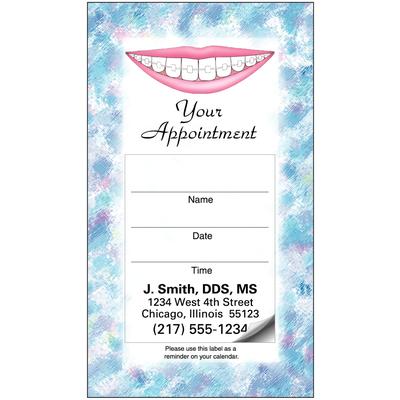 Orthodontic Sticker Appointment Card, 2" W x 3-1/2" H, 500/Pkg - Classic Pastel Border