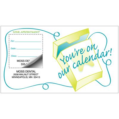Sticker Appointment Card, 3-1/2" W x 2" H, 500/Pkg - You're On Our Calendar!