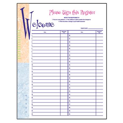 ColorForms™ Colorblocks Sign-In Sheet, 8-1/2" W x 11" H, 100 Sheets/Pkg