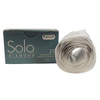 Solo Diamond™ Single-Use Diamond Burs – FG, Fine, Red, Football Point End, #368, 2.3 mm Head Diameter, 5.2 mm Head Length, 25/Pkg