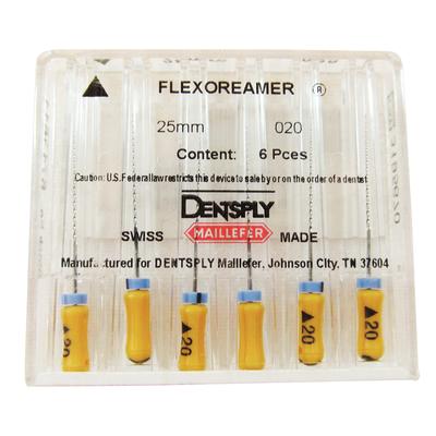 Dentsply Maillefer FlexoReamers Endodontic Reamers, Presterilized, 25 mm, Size 20, Yellow, 6/Pkg