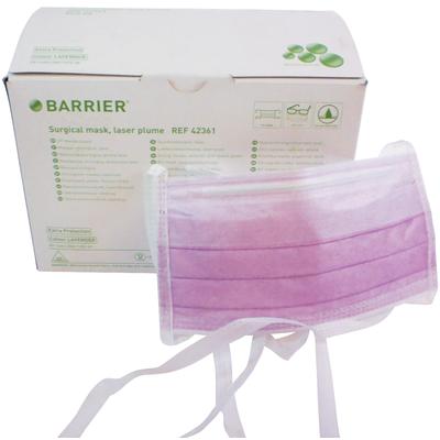 BARRIER® Face Mask, ASTM Level 1, Anti-Fog, Splash Resistant, Lavender, Tie-On, 50/Pkg