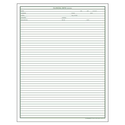 Clinical Data Form, 2-Sided, 2-Hole Punched at Top, 8-1/2" x 11", White, 100/Pkg