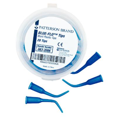 Patterson® Blue-Flo™ Multipurpose Syringe Tips, Bent, Blue, 20/Pkg
