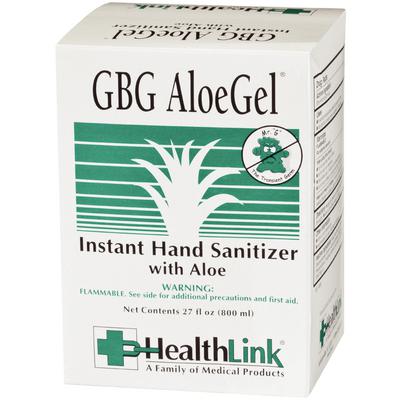 GBG AloeGel™ Instant Hand Sanitizer, Aloe Scent, Green Gel, 800 ml Bag-In-Box, 1/Pkg
