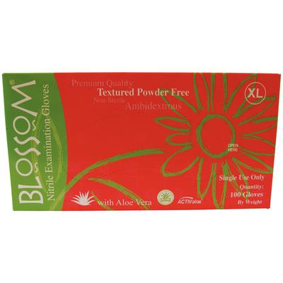 Blossom® Green Nitrile Exam Gloves, Powder Free, Non-Sterile, Extra Large, Textured, Aloe-Coated, 100/Box