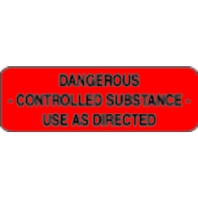 Medication Instruction Label, 1-1/2" W x 1/2" H, 500/Roll - Controlled Substance, Fluorescent Red