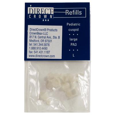DirectCrown® Pediatric Prefabricated Crowns Refill Pack, Large Upper and Lower Cuspid, 8/Pkg