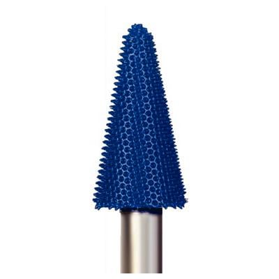Typhoon® Tungsten Carbide Bur, Tapered Fissure, 15° Taper, 9/16" Head Diameter, 1" Head Length, 6.4 mm (1/4") Shank, Fine Grit (Blue)
