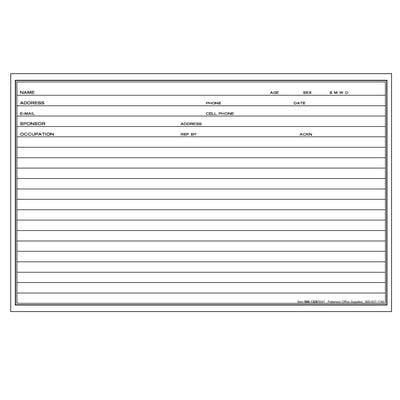 Clinical Data Card, 8" W x 5" H, 2-Sided, White, 110 lb Index, 100/Pkg