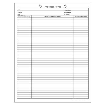 Progress Notes Forms, 8-1/2" W x 11" H, 2-Sided, 2-Hole Punched, 100/Pkg