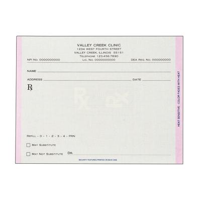 Patterson Tamper-Resistant Prescription Blanks, 1 Part, Personalized, 5-1/2 x 4-1/4, 100 Sheets/Pad, 5 Pads/Pkg