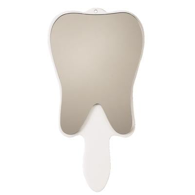 Tooth-Shaped Hand Mirror, 5-3/4" W x 11" H x 1/4" D, White