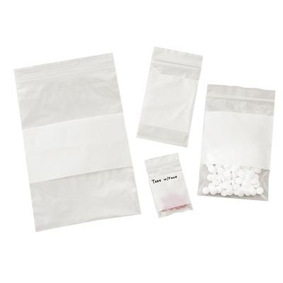 Write-On Poly Zip Bags, 2" W x 3" H, Clear, 100/Pkg