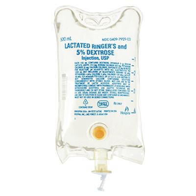 Lactated Ringer's and 5% Dextrose Injection, USP, 500 mL Flexible Container, 24/Case, NDC 00409-7929-03