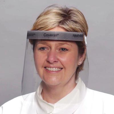 Coverall® Full Face Shields with Velcro Adjustable Band, Anti-Fog, Latex-Free, 25/Pkg