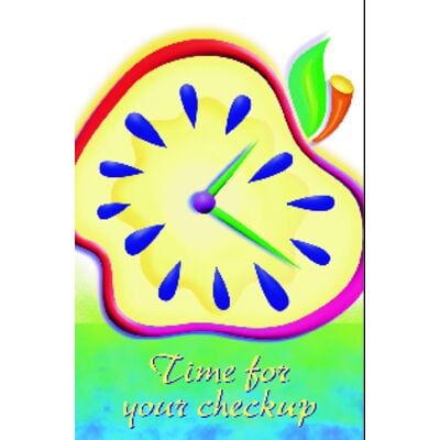 Reminder Postcards (DDS/MD) 4-Up Laser, Apple Clock Design, 4-1/4" W x 5-1/2" H, 100/Pkg