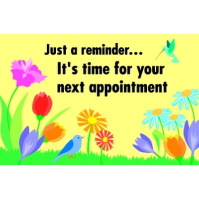 Reminder Postcards (DDS/MD) Personalized, Floral with Birds, 6" W x 4-1/4" H, 100/Pkg