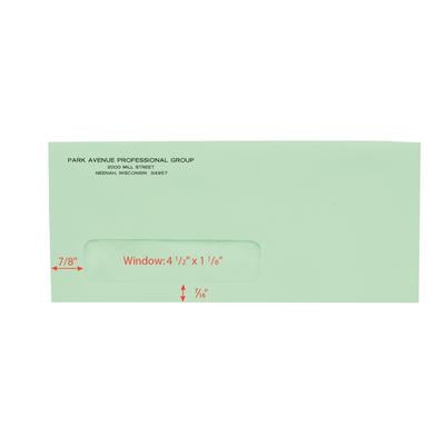 #10 Single Window Personalized Envelopes, 9-1/2" W x 4-1/8" H, Self-Seal, Green, 500/Pkg