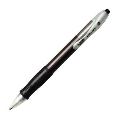 Bic Velocity Retractable Pens, Medium Point, Black Ink, Black Barrel, 12/Pkg, BIC VLG11BK