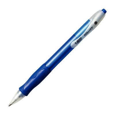 Bic Velocity Retractable Pens, Medium Point, Blue Ink, Blue Barrel, 12/Pkg, BIC VLG11BE