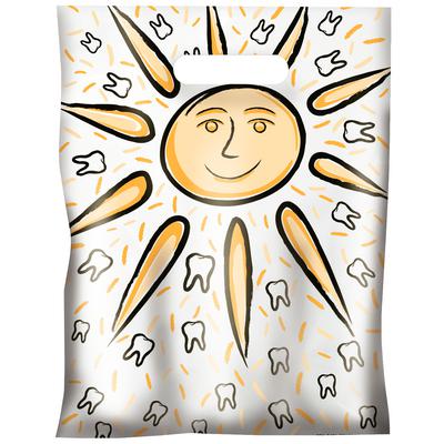Dental Scatter Bags, Sun & Teeth Design, 7-1/2" W x 10" H, White, 100/Pkg