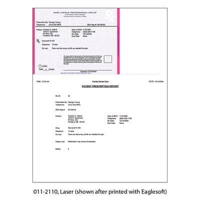 Maine Laser Prescription Blanks, Nonpersonalized, 8-1/2" x 11" Overall, 5-1/2" x 4-1/4" Detached, 100/Pkg