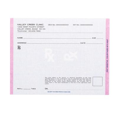 Maine Prescription Blanks – 2 Part, Personalized, 5-1/2" W x 4-1/4" H, 100 Sheets/Pad, 5 Pads/Pkg