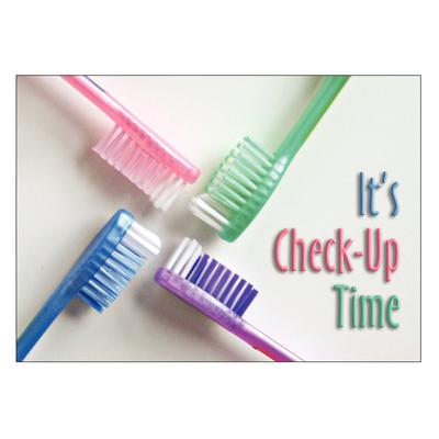 Dental Best Sellers Personalized Postcards, Four Toothbrushes Check-Up, 6" W x 4-1/4" H, 100/Pkg