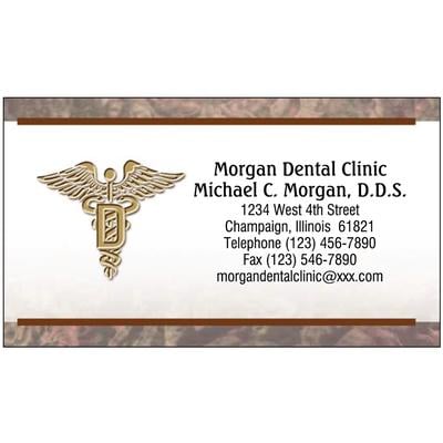 Business/Appointment Cards, Full-Color Front Design with Personalized Business, Appointment or Referral Card on Back, 3-1/2" W x 2" H, 500/Pkg - Brown Marble w/Caduceus