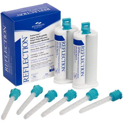 Reflection™ VPS Impression Material, High Performance Cartridge - Heavy Body, Regular Set, Green, 2 x 50 ml Cartridges with 6 Mixing Tips