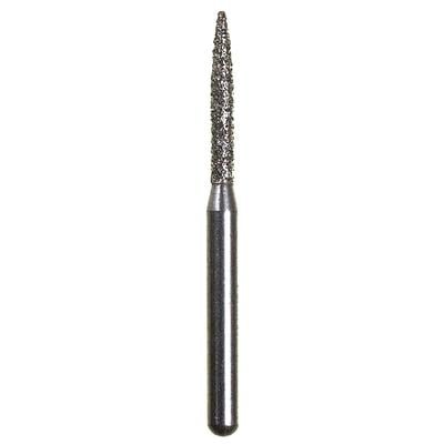 Spring Disposable Diamond Bur, Flame Shape, Medium Grit, Friction Grip, #862, 1.2 mm Diameter, 8 mm Length, Gray Ring, 10/Pkg