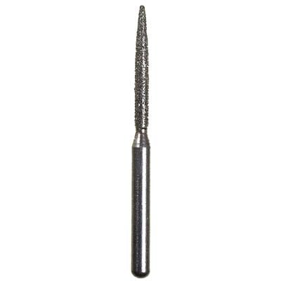 Spring Disposable Diamond Bur, Fine Grit, Flame Shape, #863, Friction Grip, Red Ring, 1.2 mm Diameter, 10 mm Length, 10/Pkg