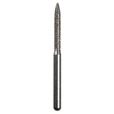 Spring Disposable Diamond Bur, Regular FG, Fine Grit, Red Ring, Flame Shape, #863, 1.4 mm Diameter, 8 mm Length, 10/Pkg