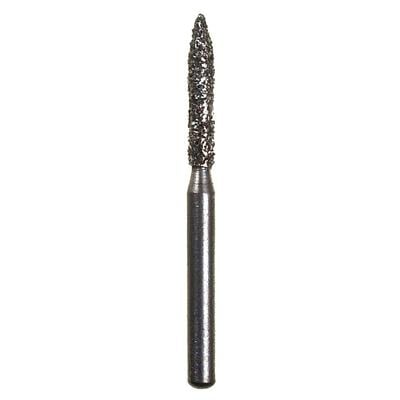 Spring Disposable Diamond Bur, Regular FG, Coarse, Green Ring, Flame Shape, #863, 1.4 mm Diameter, 8 mm Length, 10/Pkg
