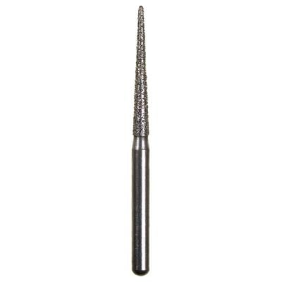 Spring Disposable Diamond Bur, Fine Grit, Cone Round End, #850, 1.4 mm Diameter, 10 mm Length, Friction Grip, Red Ring, 10/Pkg