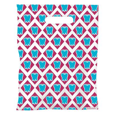 Dental Scatter Bags, Diamond Teeth Design, 7.5" W x 10" H, White, 100/Pkg