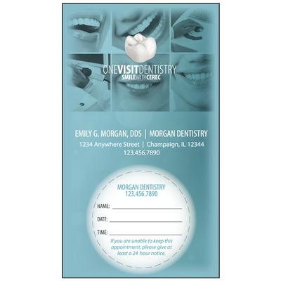 CEREC Appointment Cards, Blue Design, 2" W x 3-1/2" H, 500/Pkg