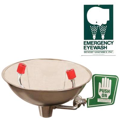 Wall Mounted Emergency Eyewash Station, Push Flag Activation, 1/Pkg, 01KEZKNN6X8BAPYBA35ZPP46GH