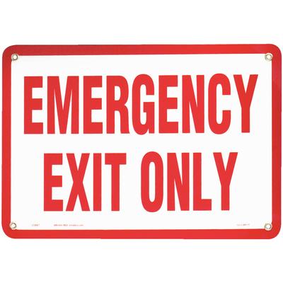 Emergency Glow in the Dark Exit Only Sign, 10" x 7", OSHA/NFPA Compliant, Red & White
