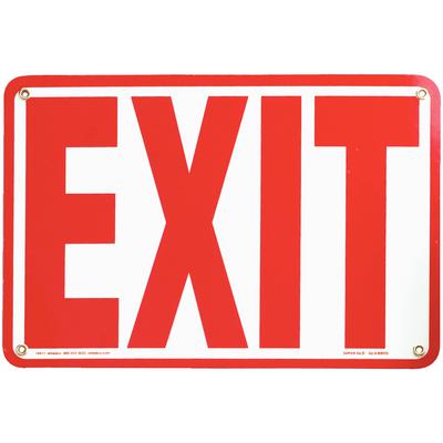 Emergency Glow in the Dark Exit Sign, 10" x 7", OSHA/NFPA Compliant, Red & White